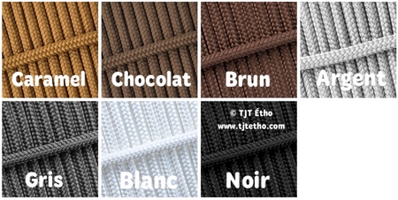 [m]corde 6 mm caramel, chocolat, brun, argent, gris, noir, blanc