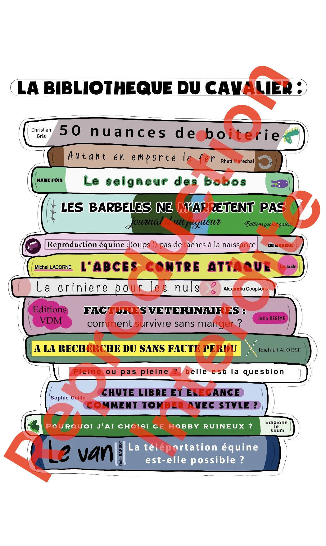 T-shirt B: La bibliothèque du cavalier !